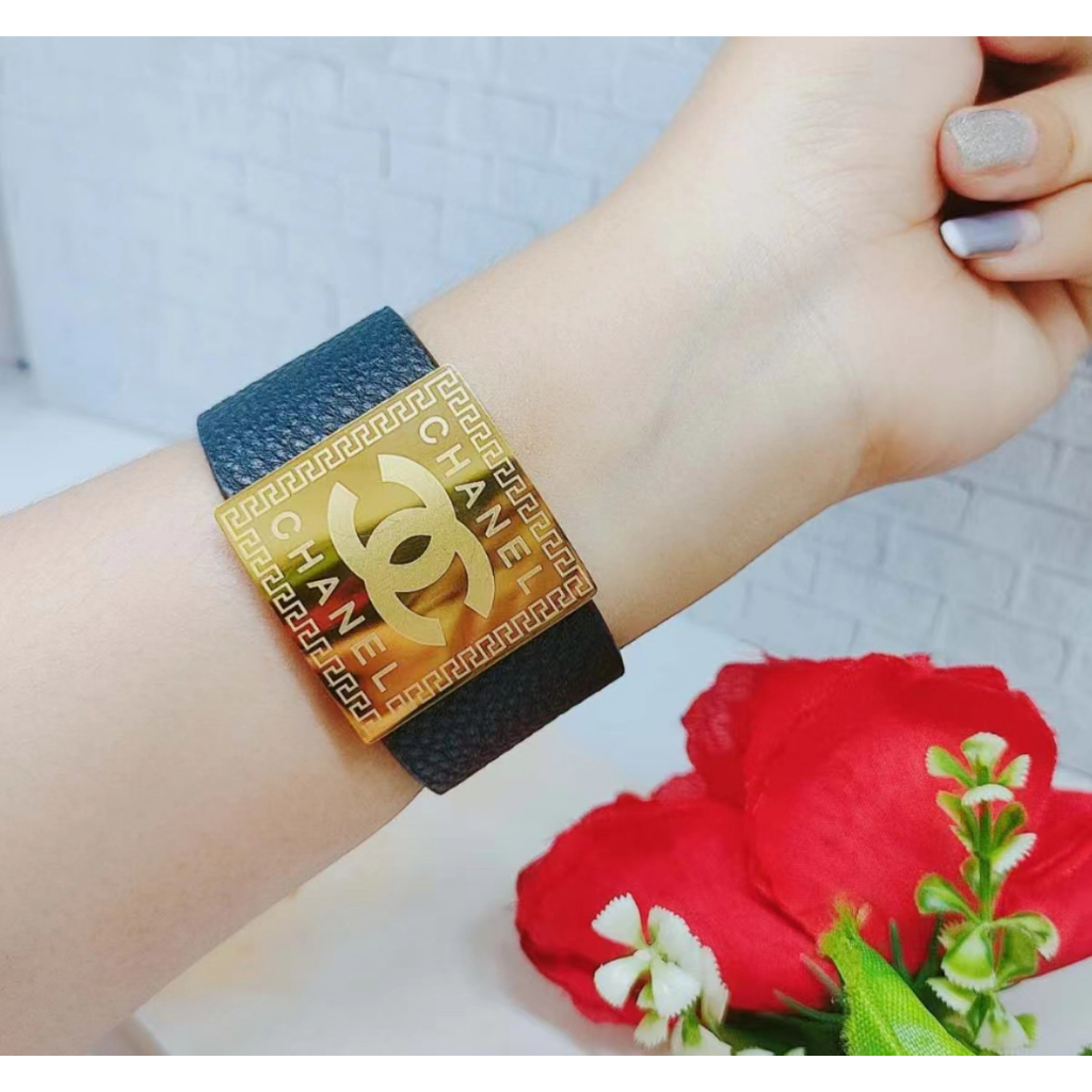 Titanium Gelang Kulit Perhiasan Fashion CC A/B 3504