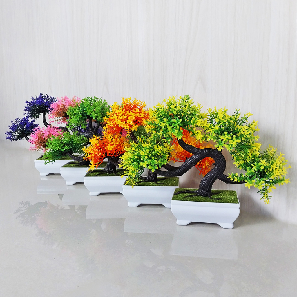 Tanaman Bonsai Hias Plastik Pot Dekorasi Rumah Ornamen Artificial Flowers Palsu PBP05