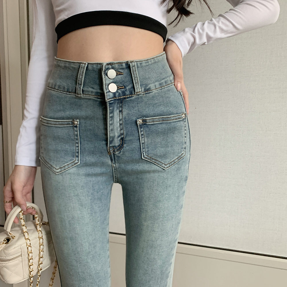 Celana Jeans High Waist Slimfit Cewek Celana Jeans Wanita Kekinian Korean Style