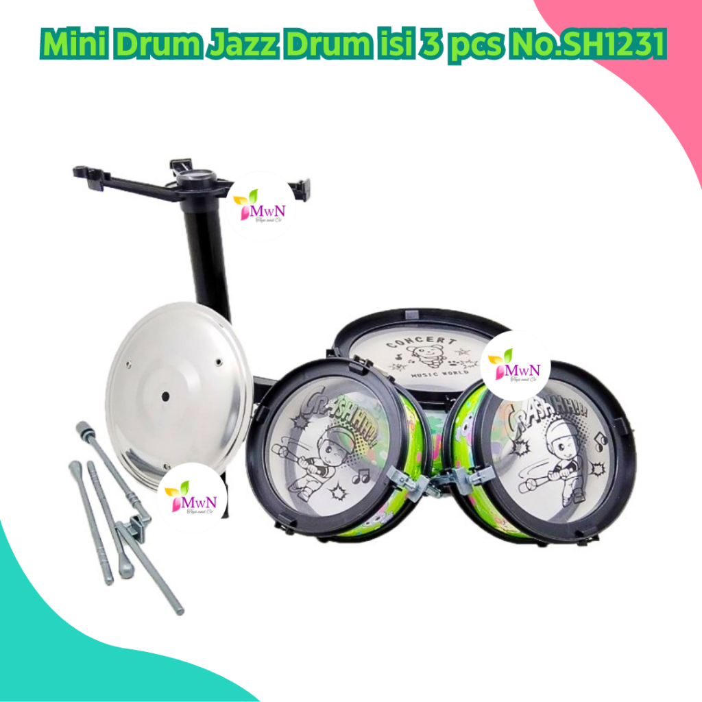 mwn.toys Mainan Mini Drum Jazz Drum isi 3 pcs No.SH1231