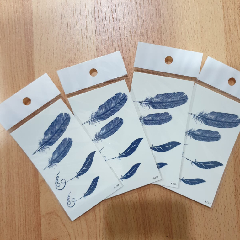 Tato Temporer Blue Feather Tato anti air Sticker Air Premium Quality 100% Barang Import