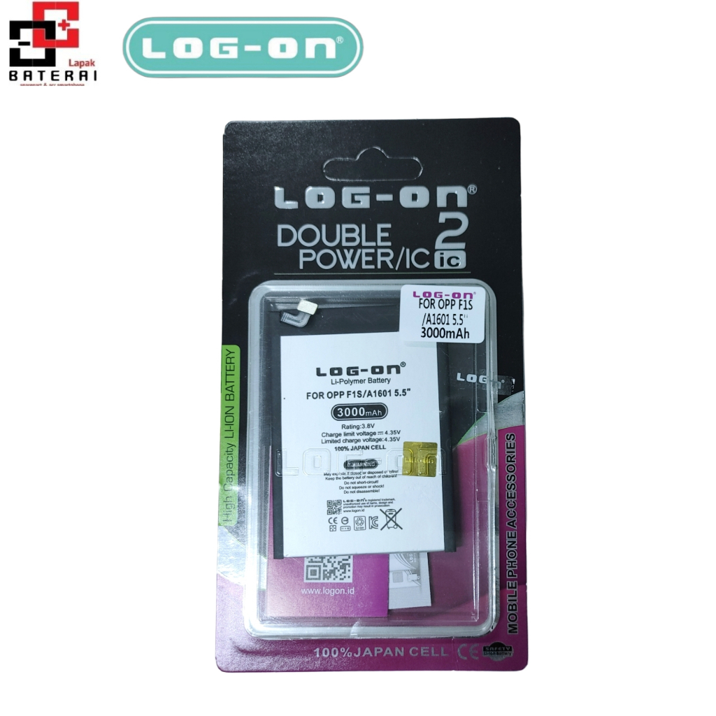 LOG - ON Baterai Oppo F1S / A1606 BLP601 Double IC Protection Battery Batre