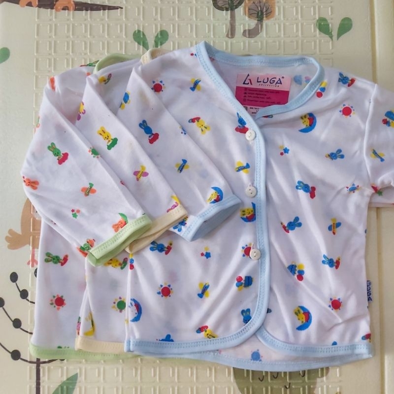 3 pcs Baju Bayi tangan panjang Motif merk LUGA (0-6bln)