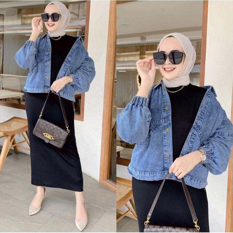 terbaru jaket jeans vintage oversize - jaket denim vintage wanita - jaket jeans wanita ld 120 -