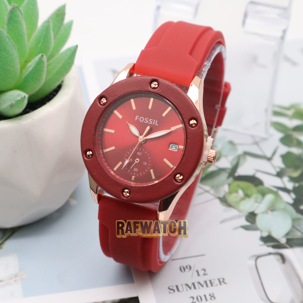 Jam Tangan Wanita Mewah Elegant Strap Rubber Tanggal Aktif F1