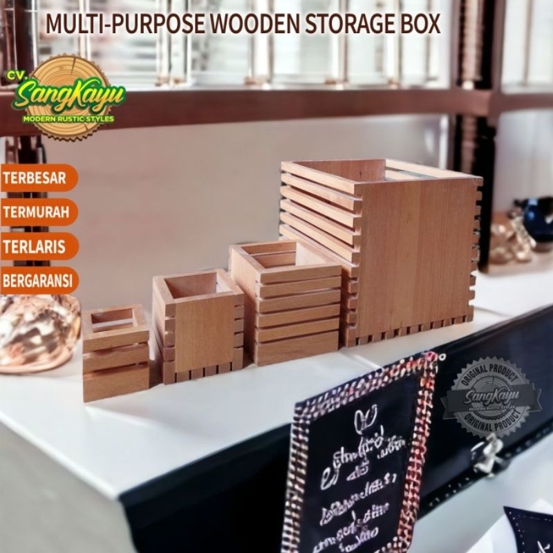 Kotak penyimpanan serbaguna kayu mini crate kayu wooden storage box 3