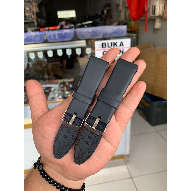 Strap tali jam tangan karet rubber model keren size 24mm tanpa jahit