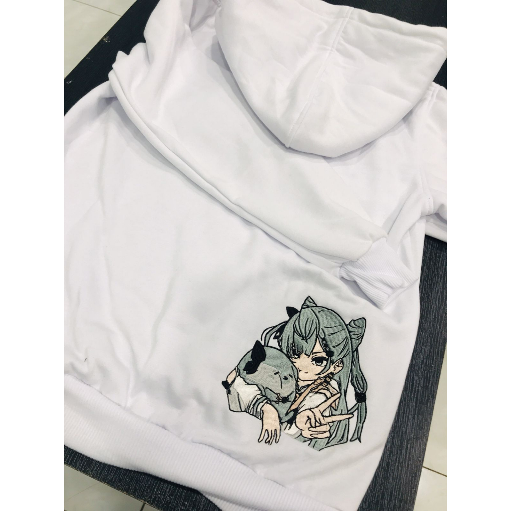 Sweater Hoodie Zeta Embroidery WHITE Kawaii Premium Unisex