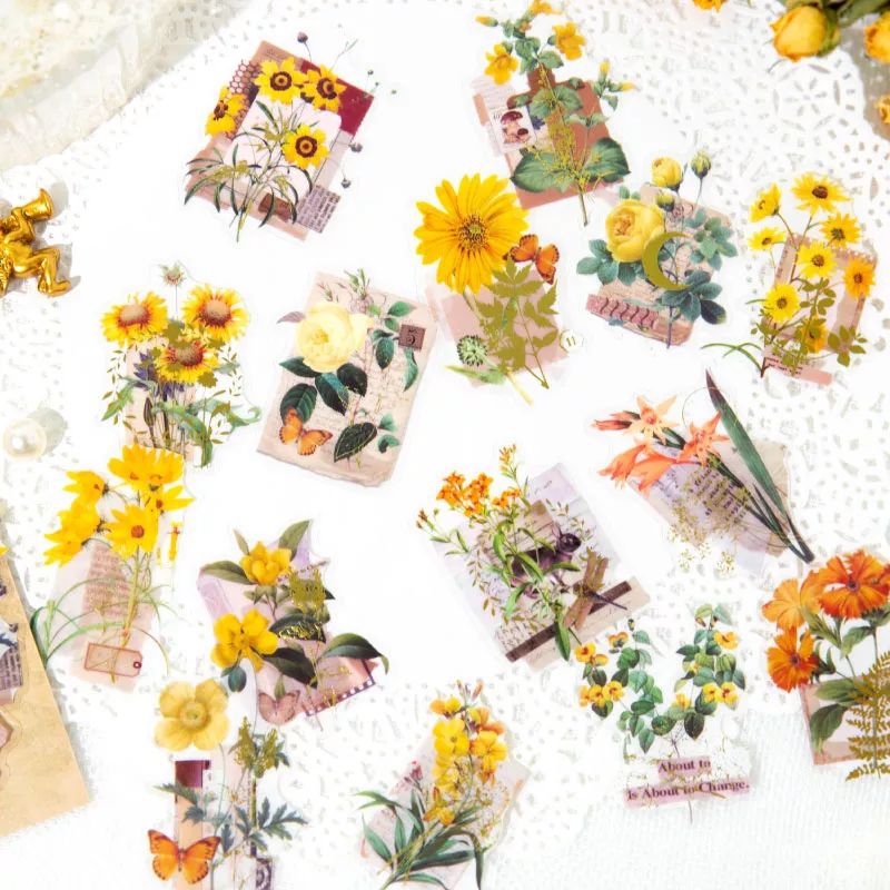 

Stiker Flower Waterproof | Stiker PET Tanaman Tahan Air journaling | Ridhl Stuff