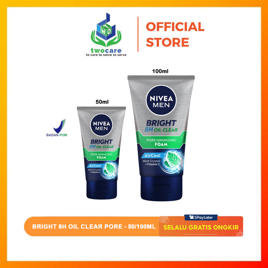 Nivea Men Bright 8H Oil Clear Minimizing Foam Air Cool 50ml / 100ml