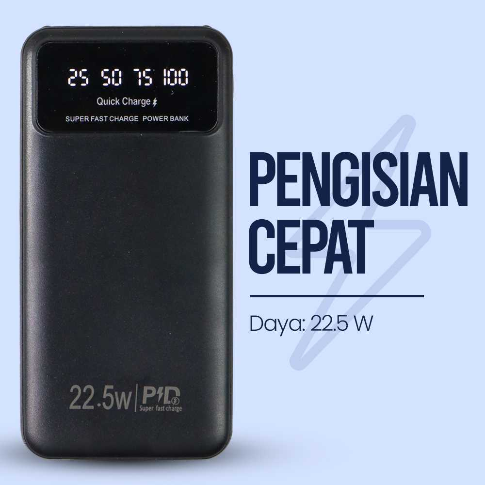 Power Bank Fast Charging Dual USB Output 22.5W 10000mAh Powerbank Isi Daya Baterai Handphone Desain Ringkas