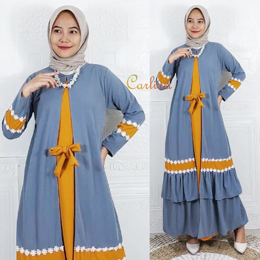 CARLINA GAMIS RENDA MAUDY MAXMARA KOMBINASI DUA WARNA CANTIK MAXY WANITA