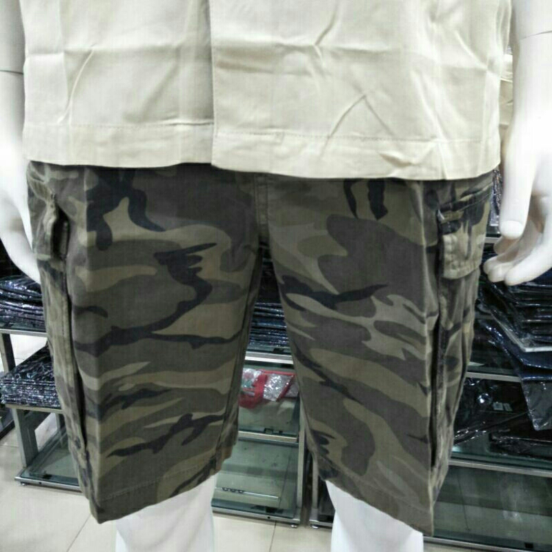 emba celana cargo pendek pria motif doreng new arrival