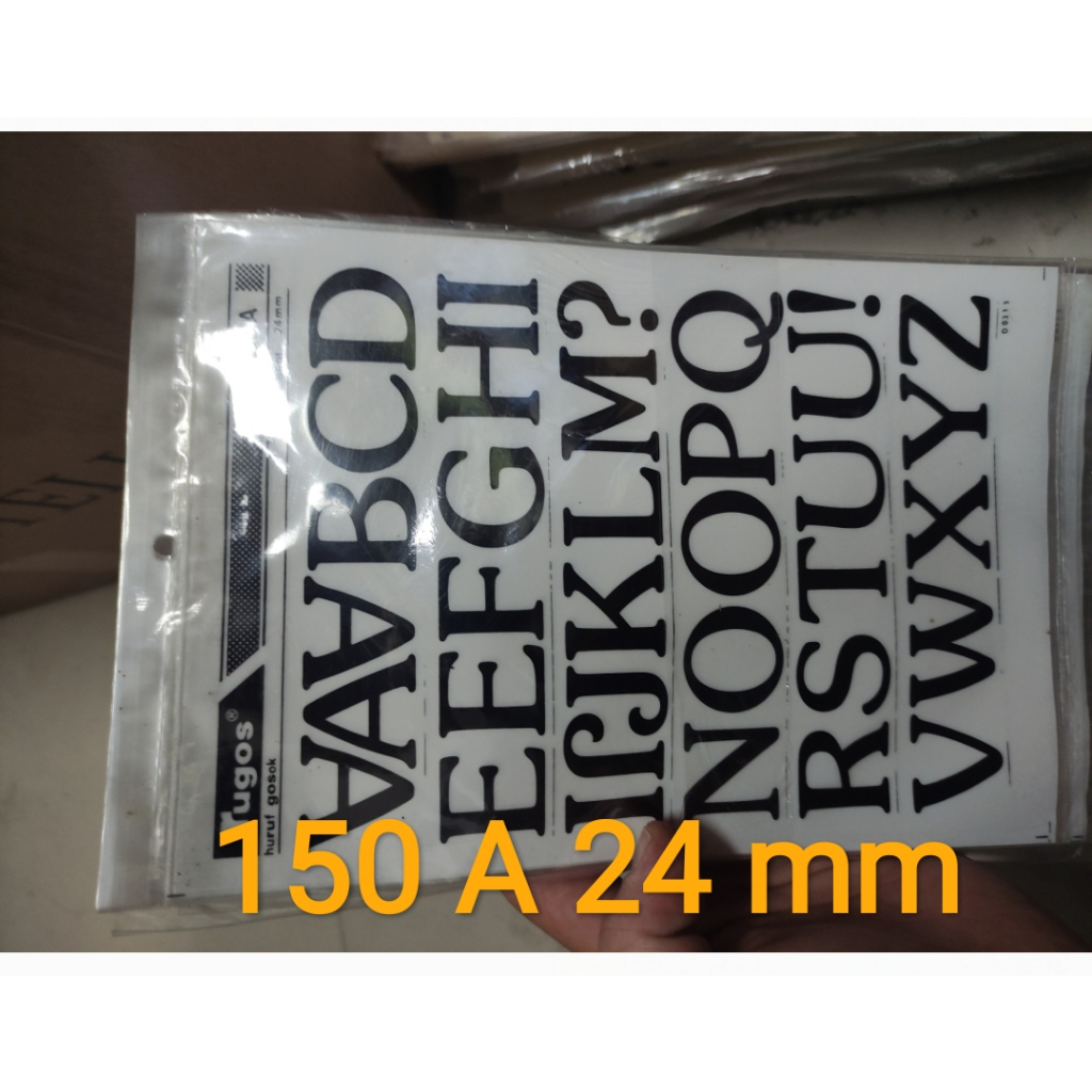 rugos huruf 24 atau 25 mm satuan jumbo