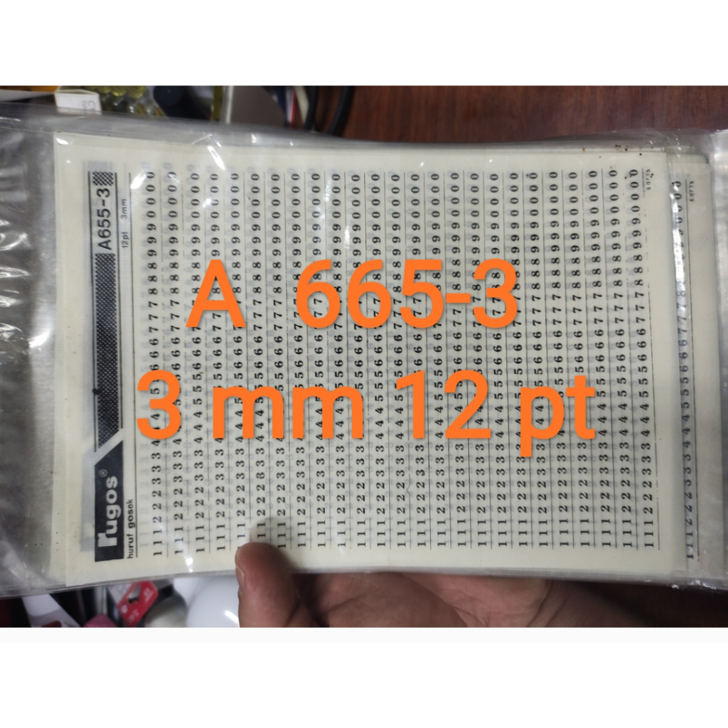 rugos hanya angka saja 3 mm ( ada 2 macam) harga satuan