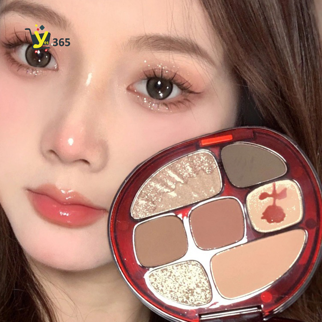 Eyeshadow Pallate Rose Mutiara Pigmented Multifungsi 7 Warna