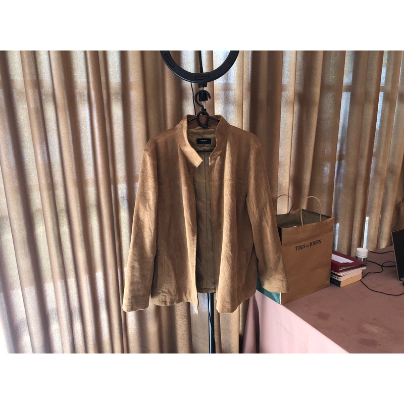 Uniqlo Leather Suede Brown Jacket - Jaket Kulit Suede Uniqlo Coklat Original