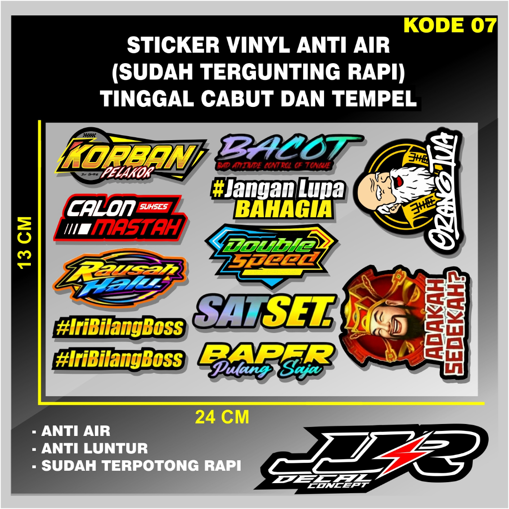 STIKER PACK/STIKER HELEM/ STIKER HP LAPTOP SUDAH TERGUNTING RAPI ANTI AIR KEREN
