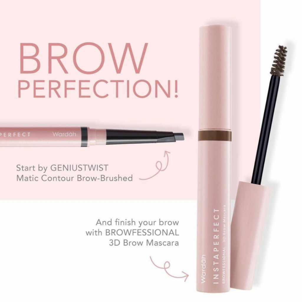 WARDAH Instaperfect Browfessional 3D Brow Mascara 5.5 g (01 Brown &amp; 02 Deep Grey) - Maskara Alis (Natural &amp; Smudgeproof)