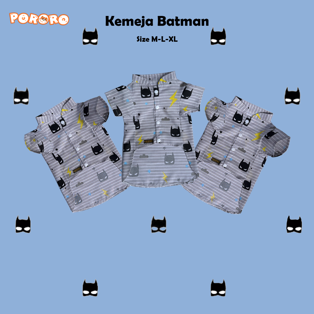 Pororo - Kemeja Kucing Motif Batman Lucu Murah Aksesoris Hewan