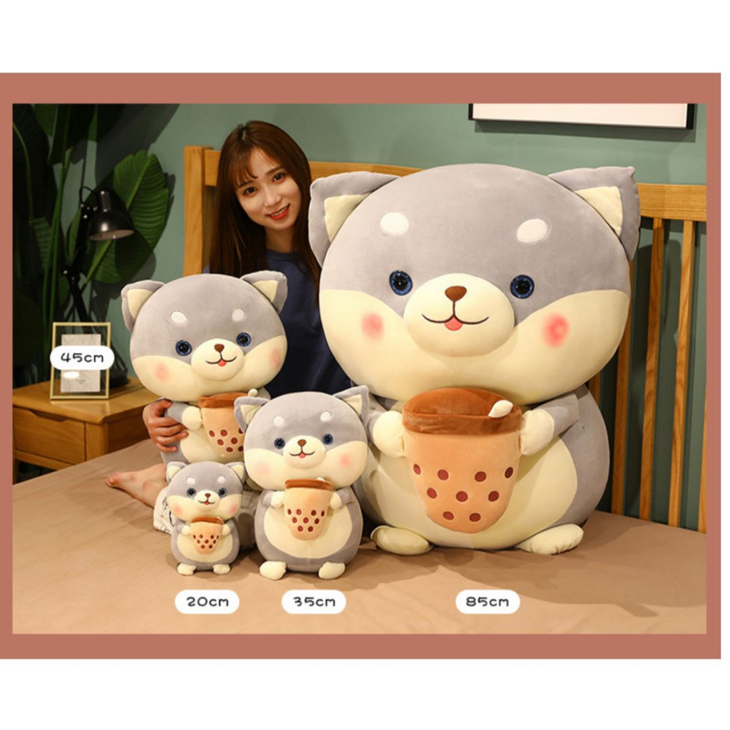 MAINAN BONEKA ANJING SHIBA INU DOG BOBA TEA STARBUCKS