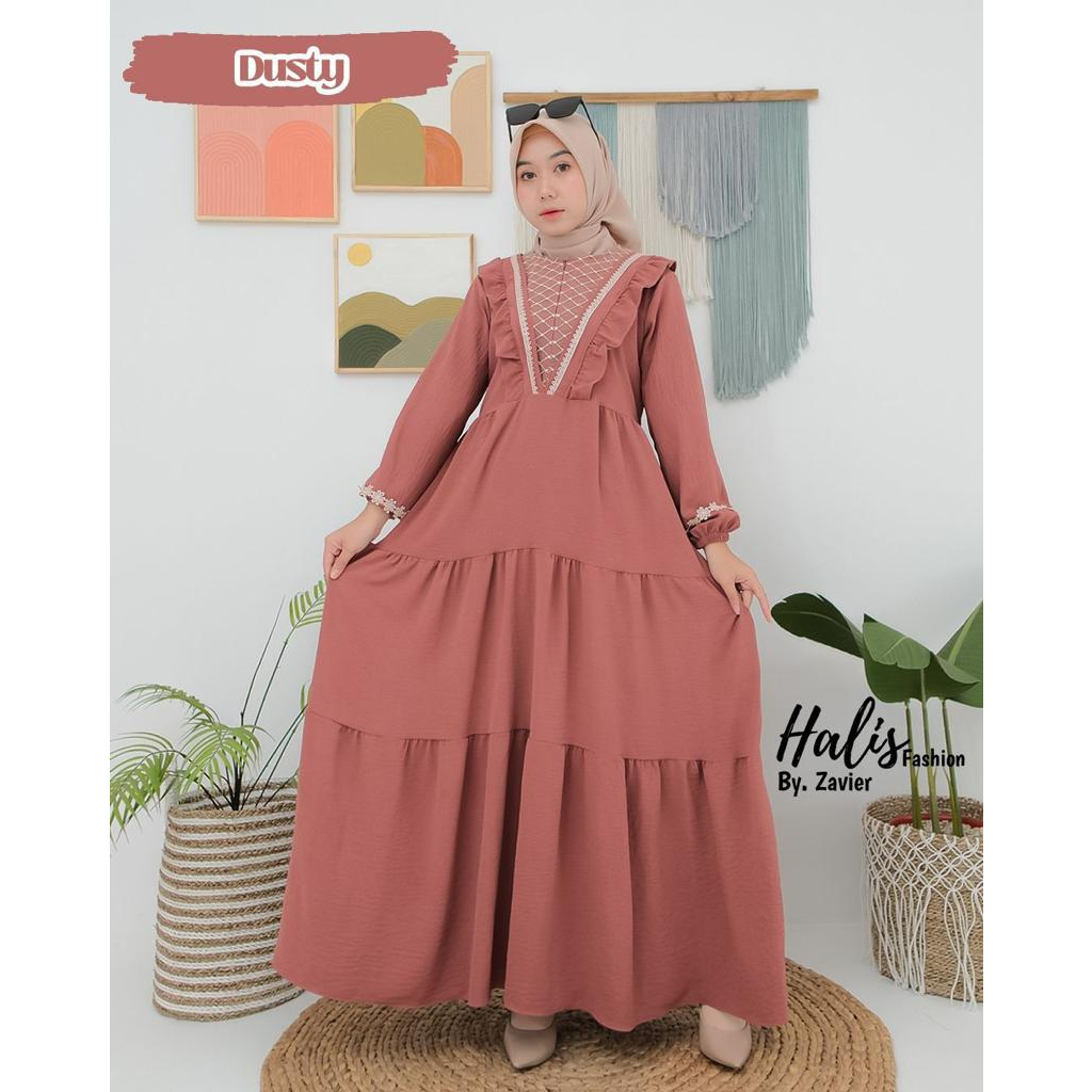 Almeera Dress/ Dress Original Halis Fashion/ Gamis Busui Terbaru