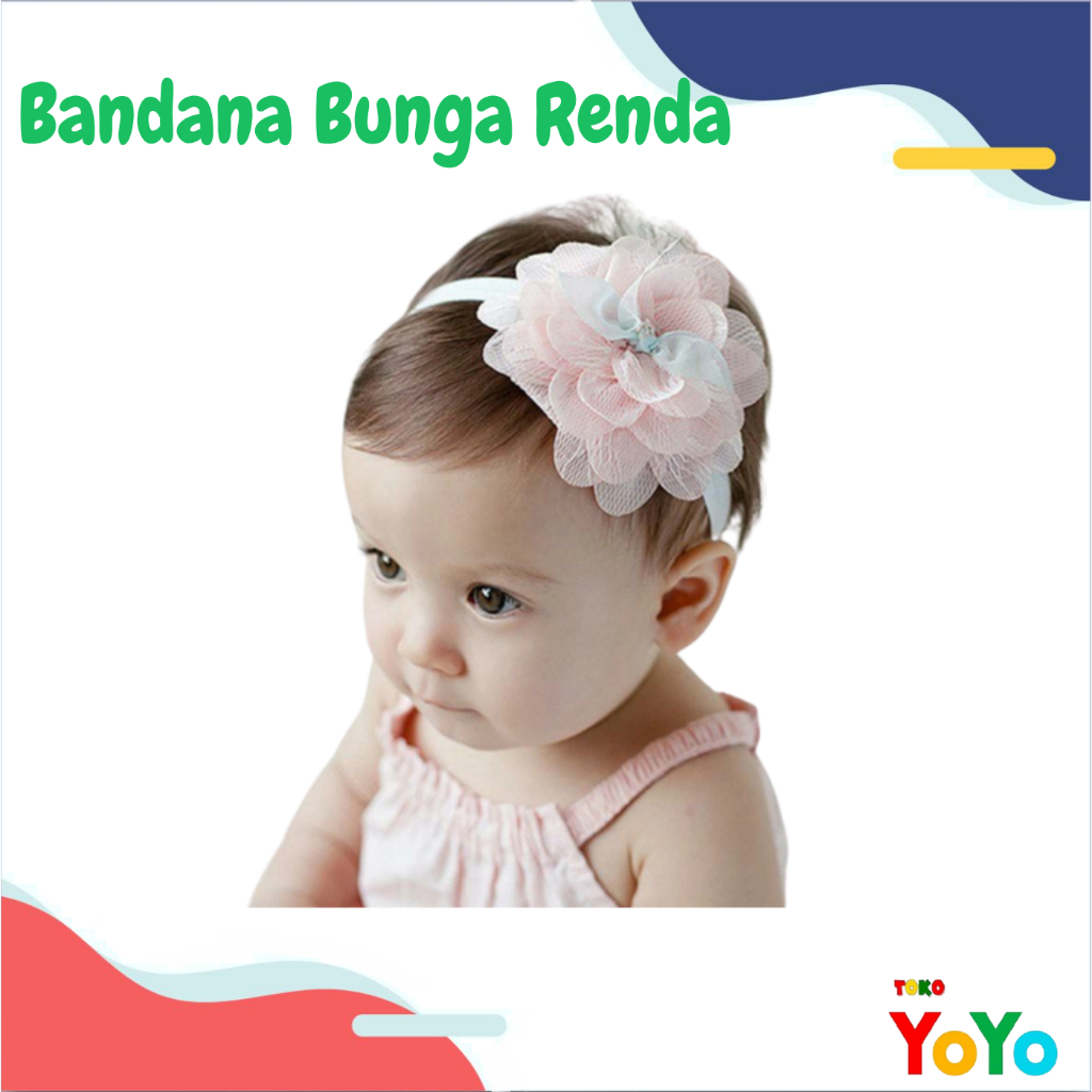 TokoYoyo Bandana Bayi Anak Perempuan Bunga Besar / Headband Flower / Bando Bayi