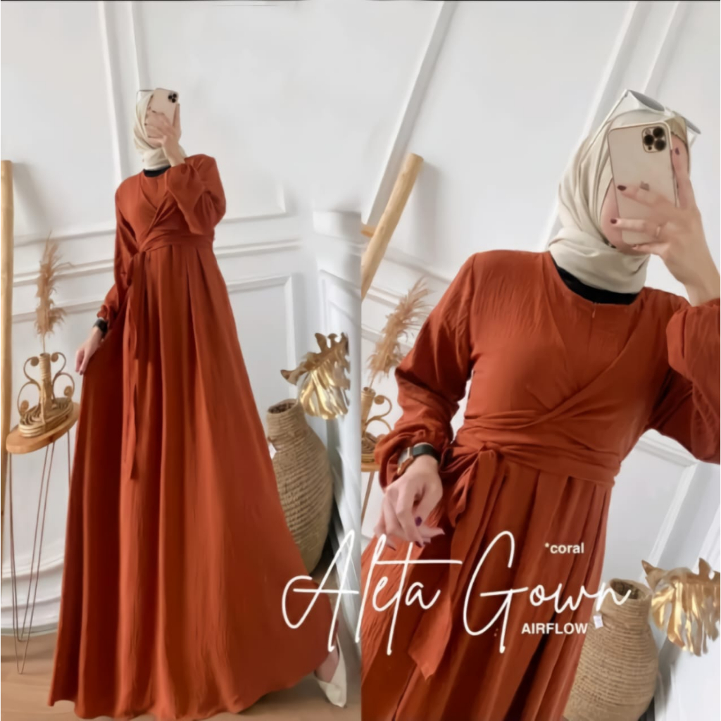 DRESS ALETA WANITA BAHAN CRINCLE AIRFLOW / GAMIS TERBARU DAN KEKINIAN