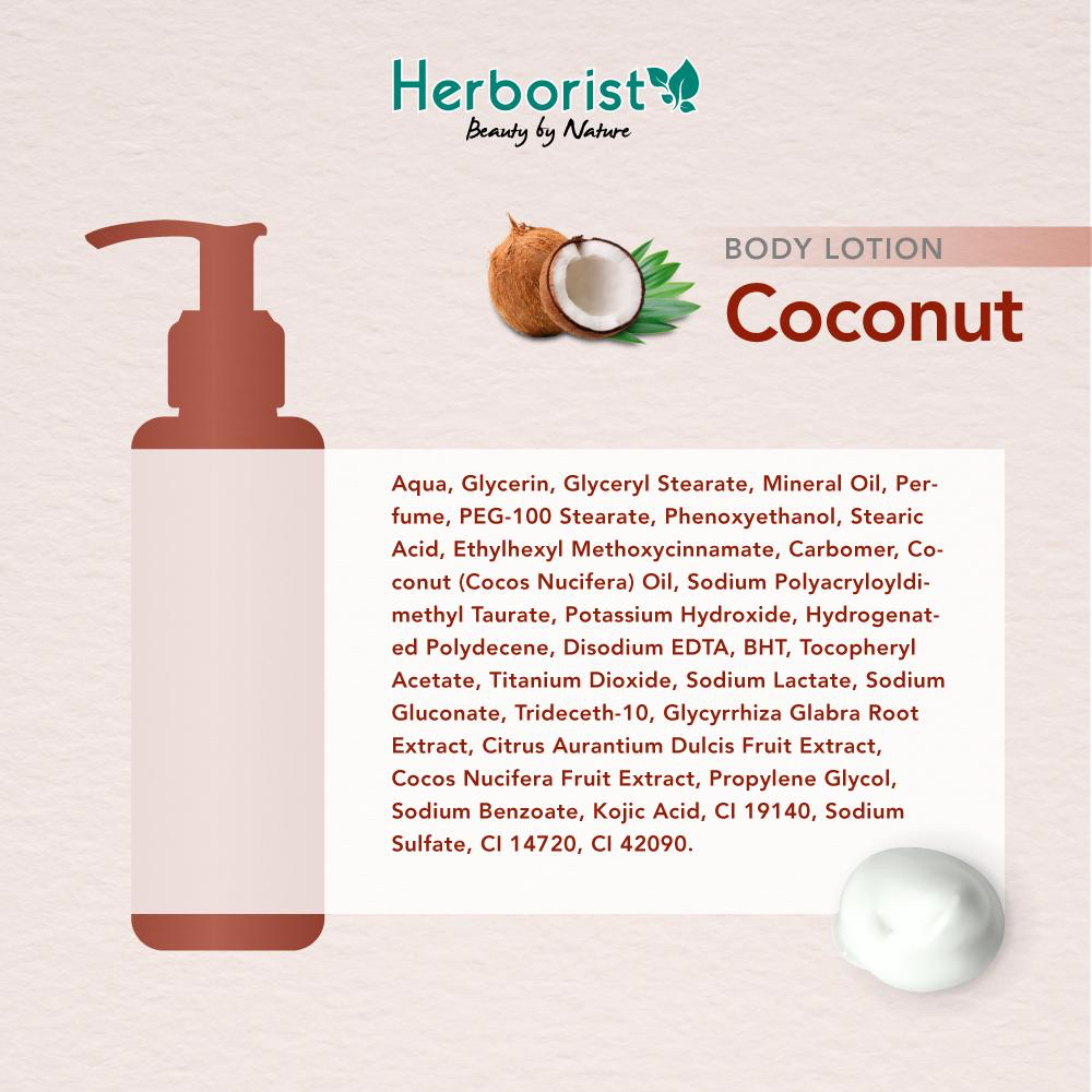 HERBORIST Body Lotion Indonesia / 50ml 145ml / Coconut Zaitun Frangipani / UV Filter Vit E / Melembabkan Menghaluskan Moisturizing Brightening Whitening / Skincare Care Scrub Gel Cream Butter Serum Treatment Perawatan Kulit Tubuh Juicy For Skin Lulur Bali