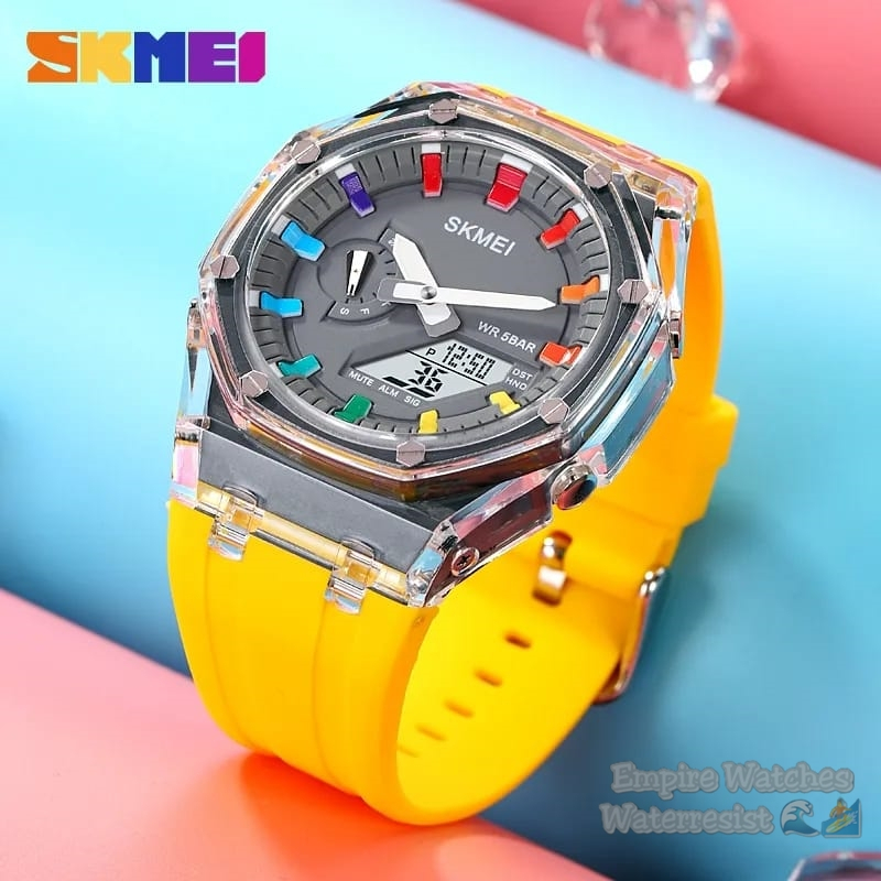 Jam Tangan Skmei 2100 Pria Cowok Analog Digital Strap Rubber Original Waterproof