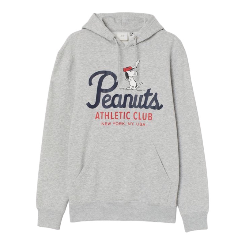 ( 8.8 ) Hoodie H&amp;M Unisex Peanuts Athletic Sablon, Flecee Katun lembut, Free Papperbag