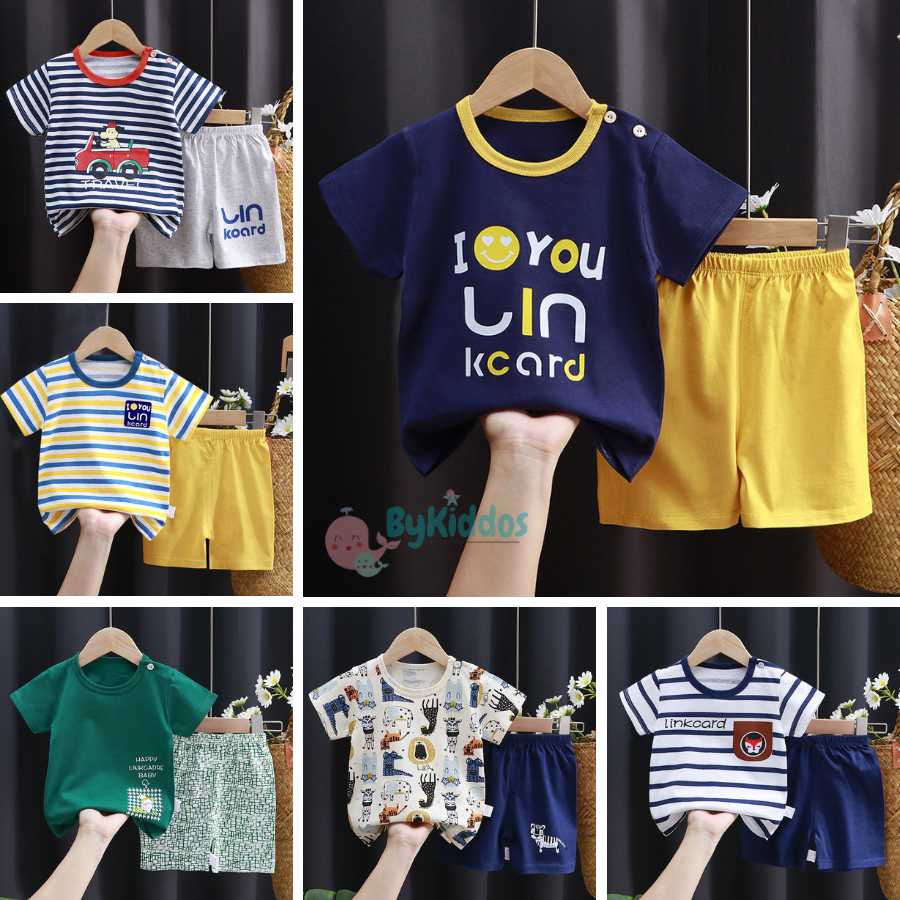 ByKiddos - Setelan Baju Bayi Impor / Baju Anak Laki-laki / Setelan Kaos Anak / Baju Bayi Lengan Pendek PART 2