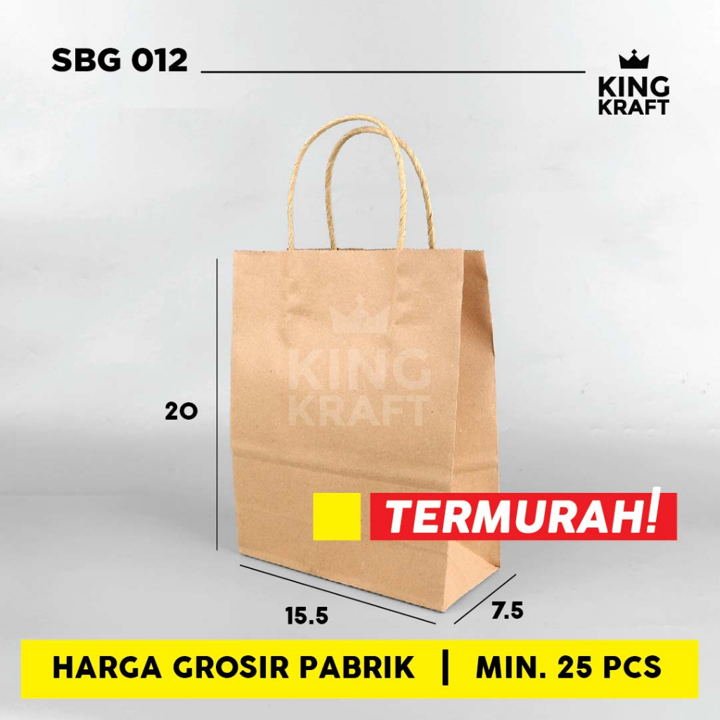 Paper bag shoping bag tas kertas polos kraft coklat goodie bag 120gsm