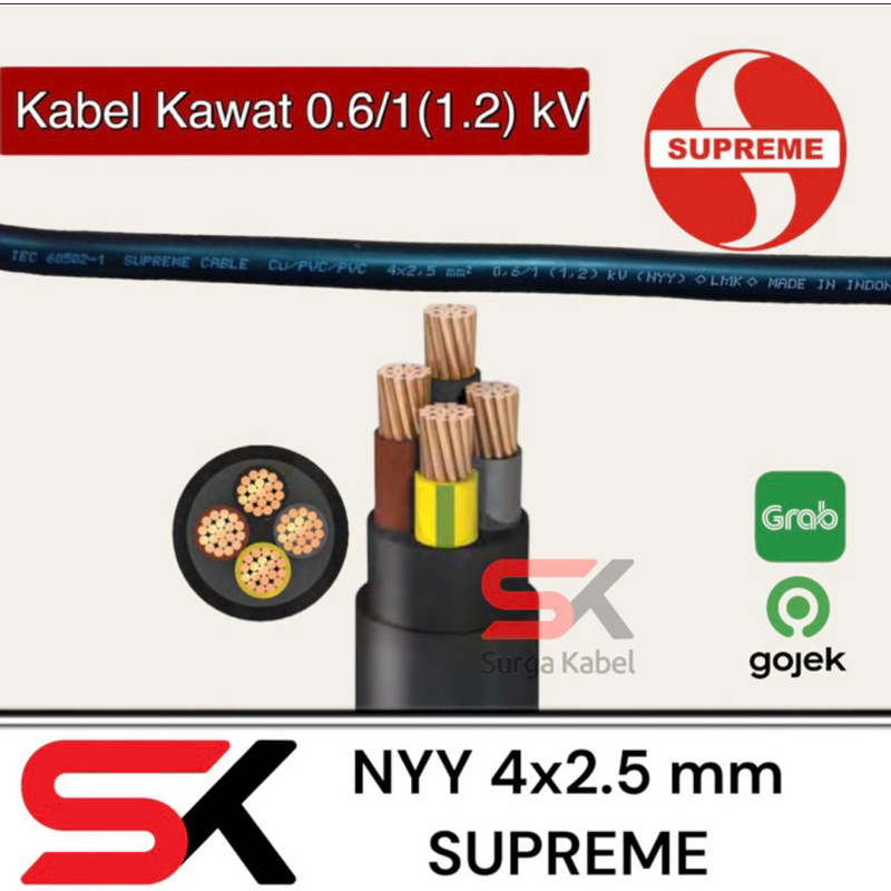 Kabel NYY 4 × 6 mm Supreme / kawat tunggal 4×6 mm/ kabel tufur 4 x 6