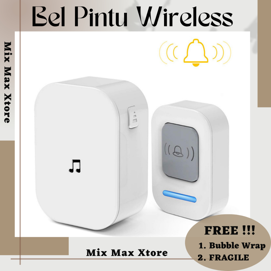 Bel Pintu Wireless Doorbell Waterproof 60 Tunes 1 Receiver - White (F53)