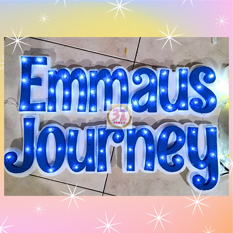 NAMA STYROFOAM/STEROFOAM + LAMPU 80CM. FONT BISA REQUEST