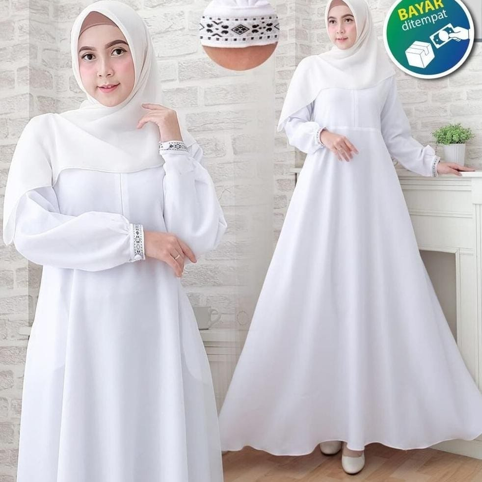 Terbaru Bisa COD Gamis Putih Gamis Syari Gamis Putih Polos Dewasa Gamis Maxy Terbaru Dress Remaja te