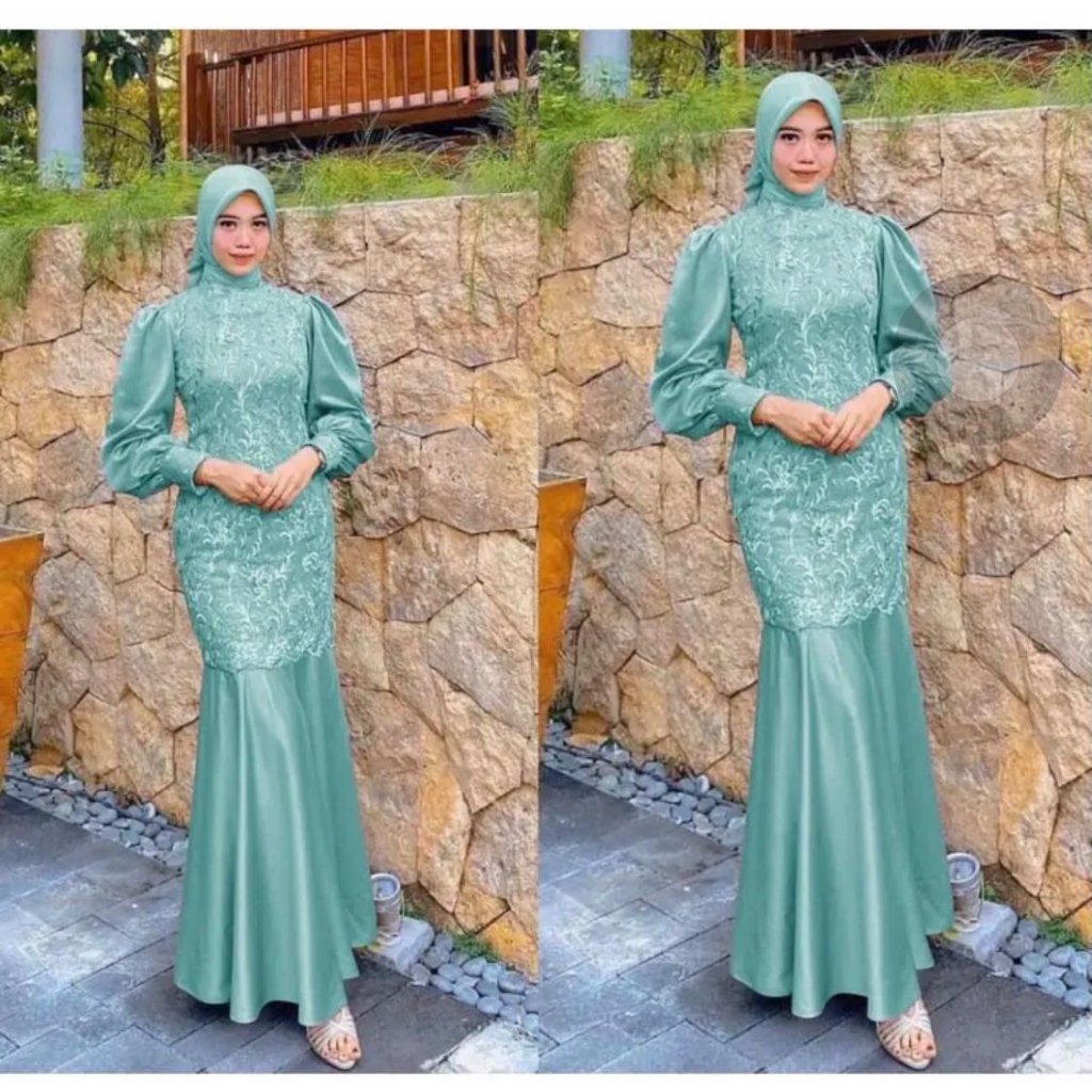 Nabila Dress BAHAN TILLE MUTIARA MIX ARMANY SILK M-XXL / DRESS PESTA MODEL DUYUNG / Gamis Kondangan BAJU DEWASA MURAH TERBARU 2023