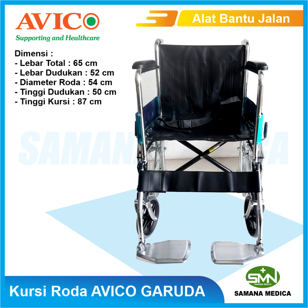 KURSI RODA Standart Rumah Sakit AVICO GARUDA E2021 (C) / (BK) Alat Bantu Jalan - Alat Bantu gerak KUAT MURAH