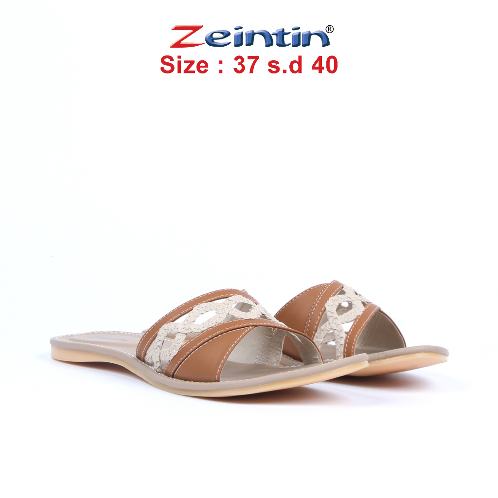 Zeintin - Sandal Wanita Kulit Sintetis Sandal Teplek Wanita Motif Terbaru Sandal Slide Wanita Original Zeintin Sandal Slide Sendal Selop SS