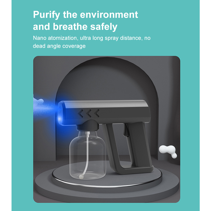 Semprotan Listrik Nano Portabel, Desinfeksi Luar Ruangan, Semprotan Nano Portabel Tanpa Kabel, Lampu Biru Genggam Bisa Diisi Ulang Kapasitas Besar ULV Elektrik Nozzle Penyemprot Bisa Disesuaikan
