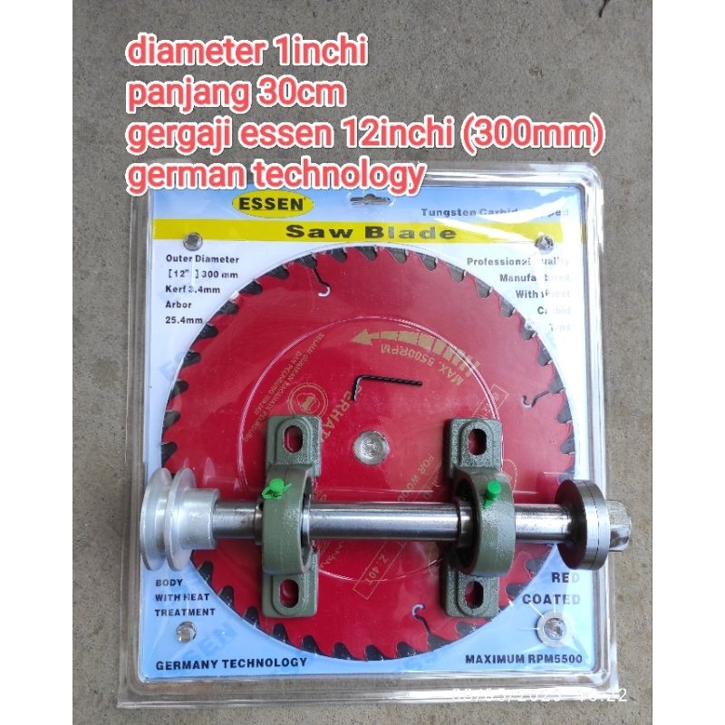 rangkaian as gergaji serkel 1inchi 30cm + piringan gergaji essen 12inchi (300mm)
