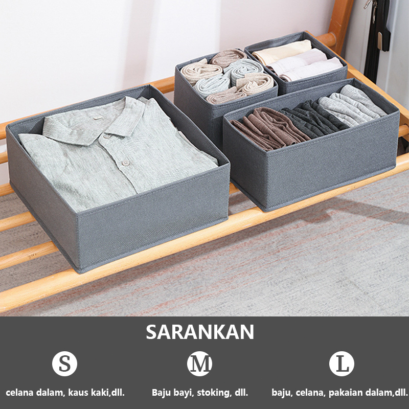 TORAIN Kotak Penyimpanan Tas Pakaian Dalam &amp; Aksesoris Pakaian 6Pcs Lemari baby Penyelenggara Rumah Organizer Box