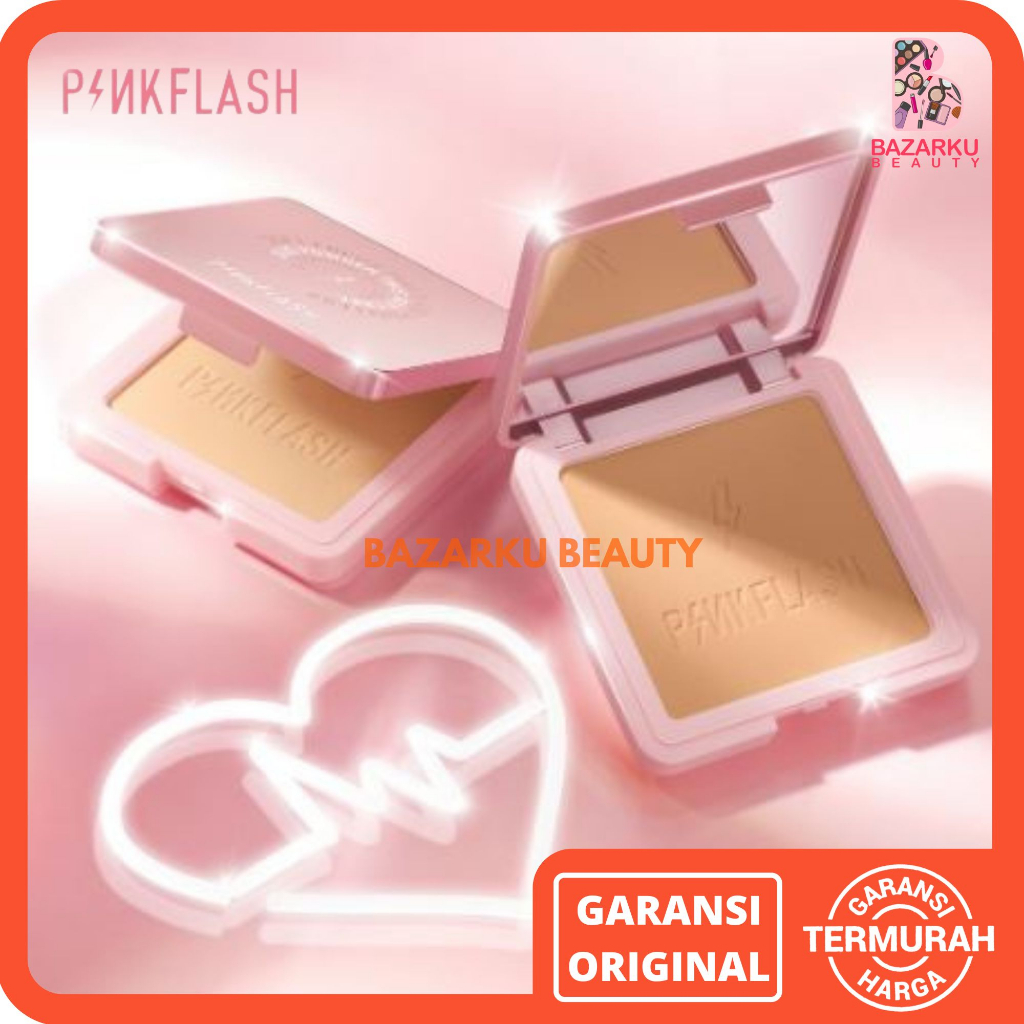 Pinkflash Two Way Cake Flawless Pinkflash Pressed Powder Sun Protection Pinkflash Bedak Padat Pink Flash Bedak Pink Flash