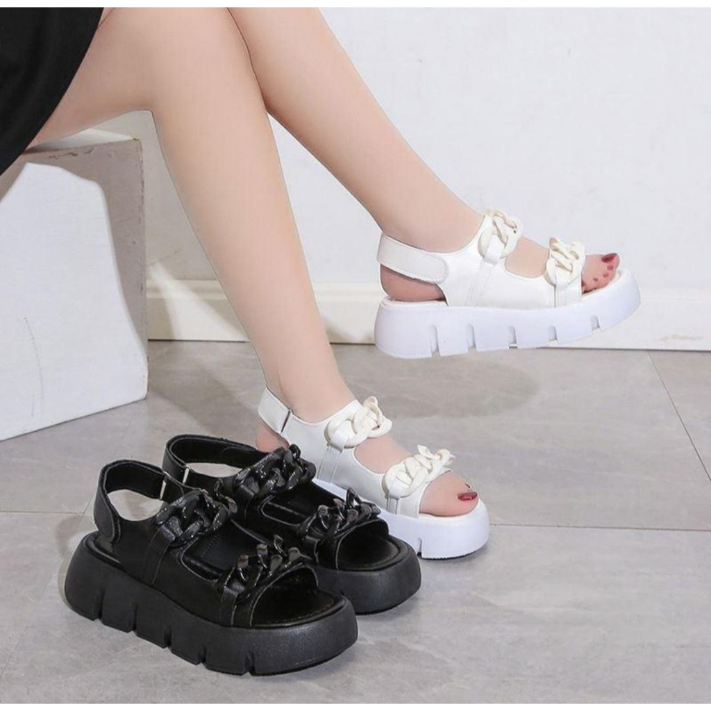 12290 Sandal Wedges Wanita Fashion Import Sendal Tali LEVIA Bisa COD (With Box)