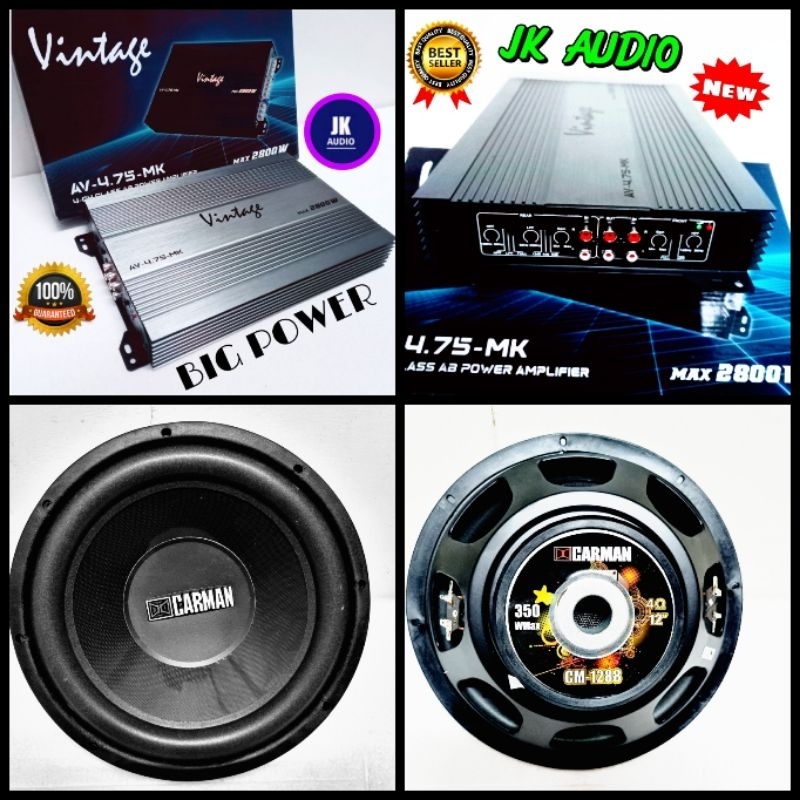 PAKET AUDIO MOBIL  SUBWOOFER 12 INCH POWER 4 CHANNEL