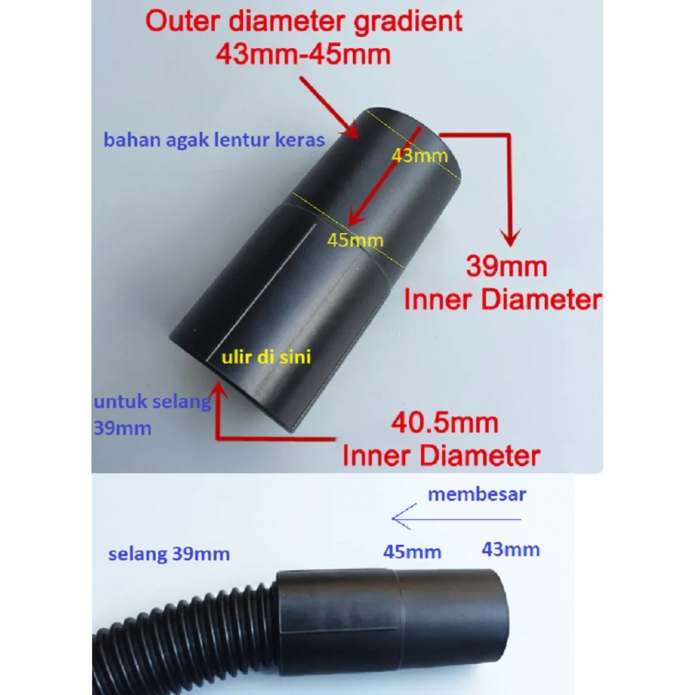 Special Connector Hose Selang Vacuum Cleaner untuk selang Outer 39mm