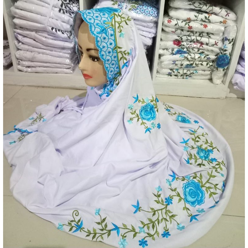 Mukena Putih Dewasa Mukenah Katun Rukuh Lajuran Mukena Pesantren Bahan Katun