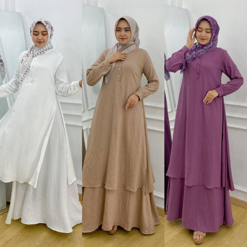 Gamis Malaysia polos Polo Linen - Gamis Malay polos - Gamis Malaysia