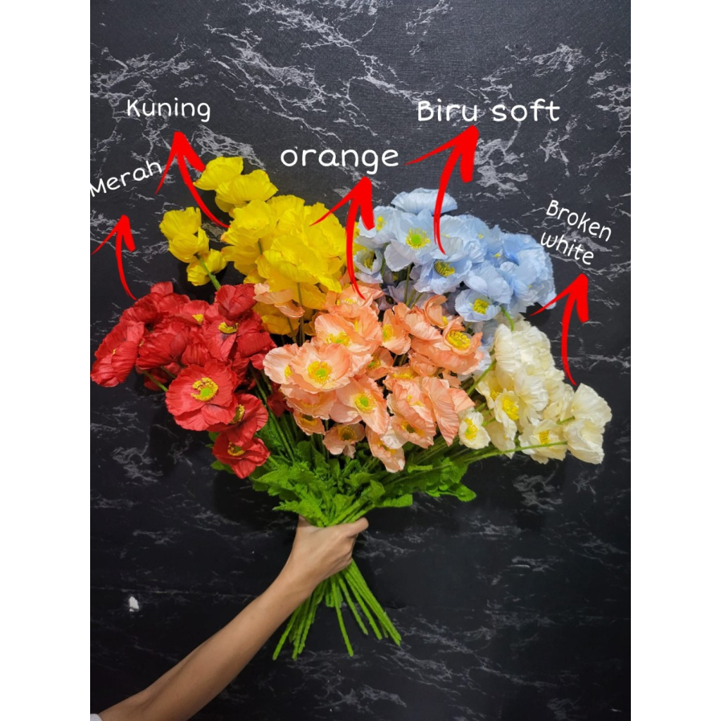 Bunga Artificial Poppy Dekorasi Affordable